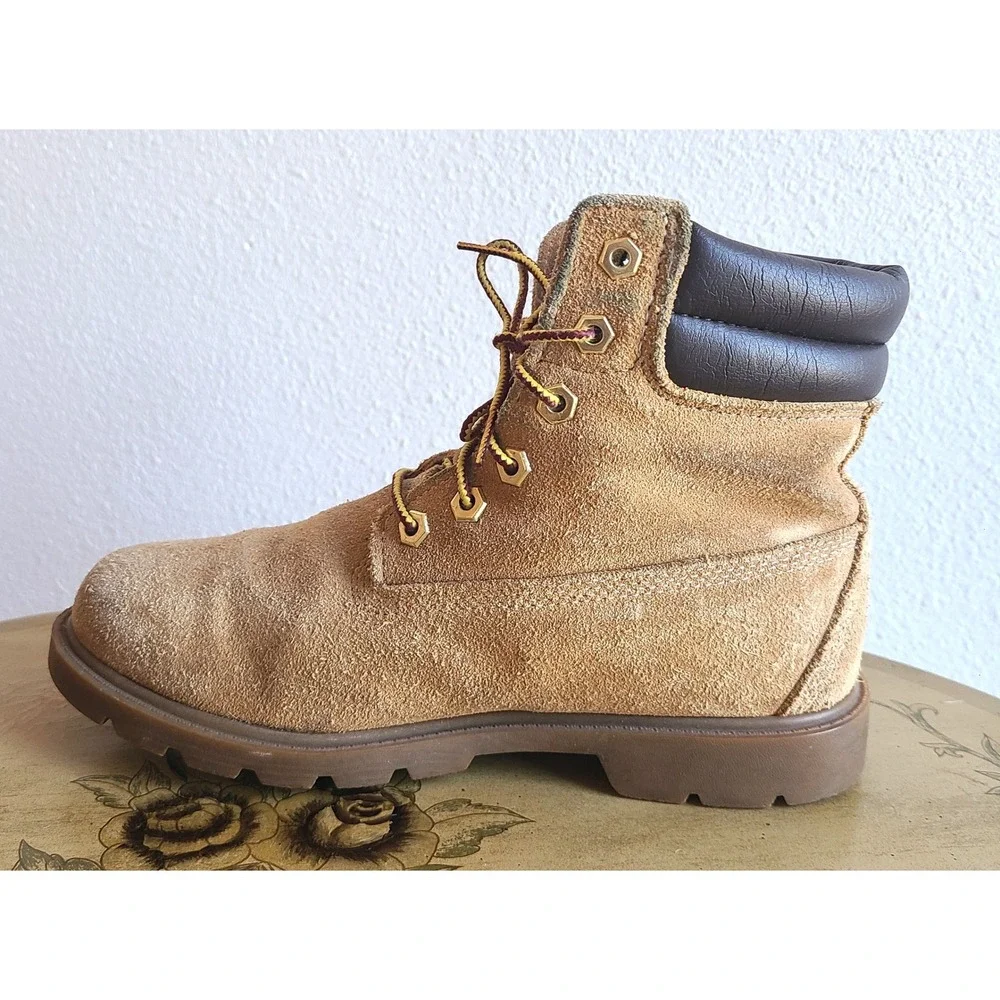 Timberland US‎ 7.5 Wheat Suede Nubuck High Top Ankle Boots Lace Up Work Leather